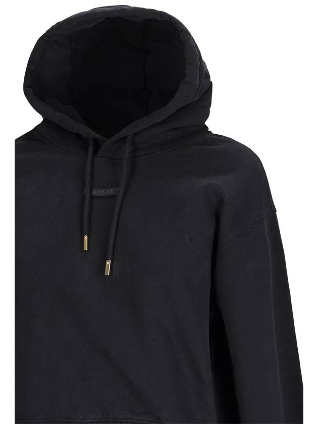 Le Sweatshirt Gros Grain Cotton Hoodie Black - JACQUEMUS - BALAAN 4