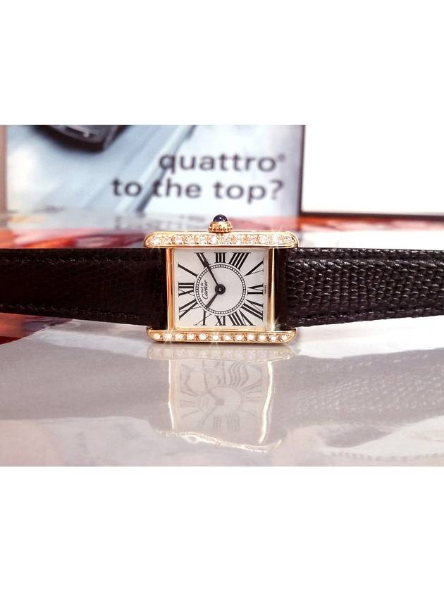 Tank Silver Plate Top Quality Diamond Women s Leather Watch - CARTIER - BALAAN 5