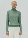 Women's Wool Turtleneck Green - LEHEE CASHMERE - BALAAN 1