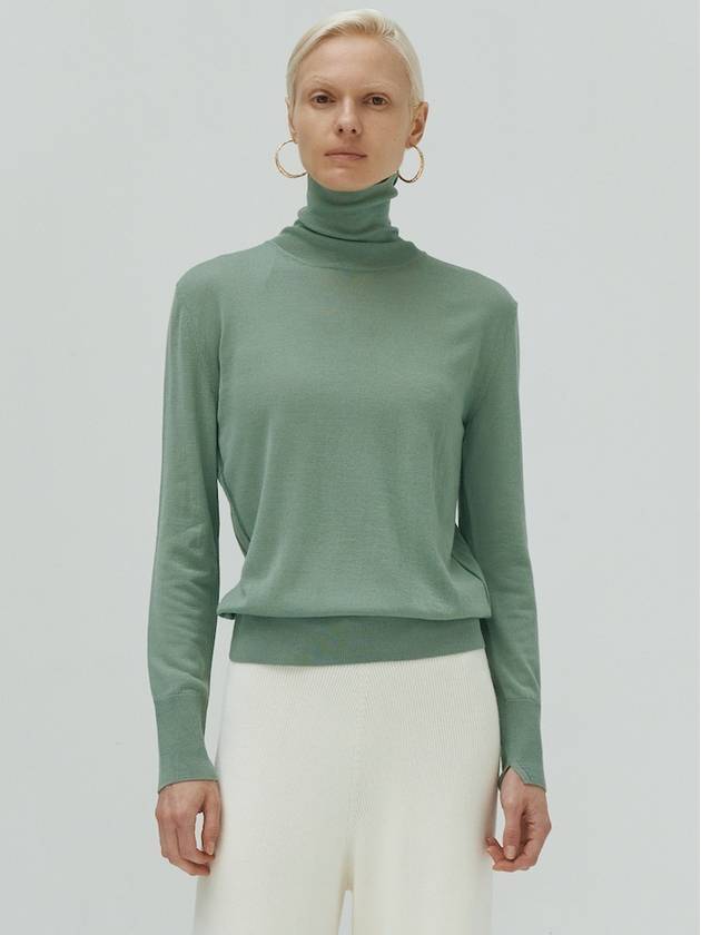 Women's Wool Turtleneck Green - LEHEE CASHMERE - BALAAN 1