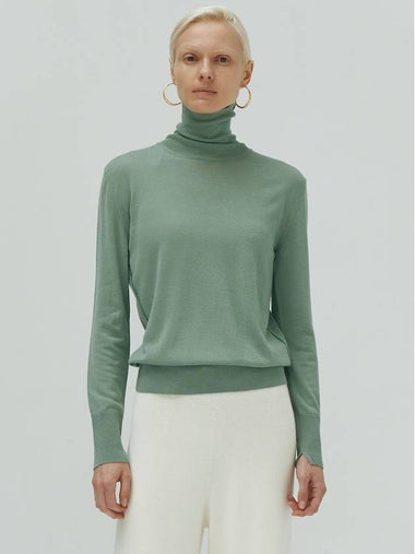 Women's Wool Turtleneck Green - LEHEE CASHMERE - BALAAN 1