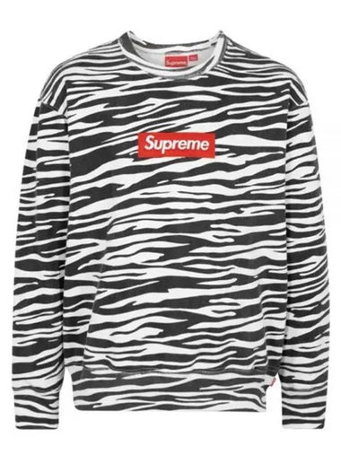 Box logo crew neck brushed sweatshirt zebra men s 234453 - SUPREME - BALAAN 1