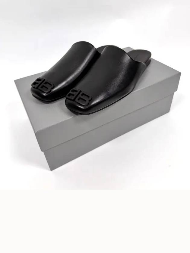 BB Logo Cozy Leather Slippers Black - BALENCIAGA - BALAAN 11