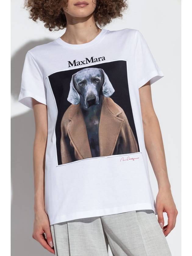 Cypria Print Cotton Short Sleeve T-Shirt White - MAX MARA - BALAAN 3