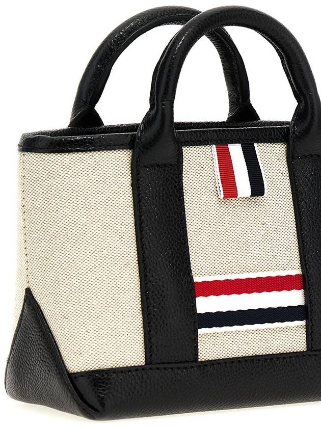 RWB Stripe Cotton Canvas Mini Tool Tote Bag Black Beige - THOM BROWNE - BALAAN 4