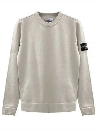 Logo Patch Crew Neck Knit Top Beige - STONE ISLAND - BALAAN 2