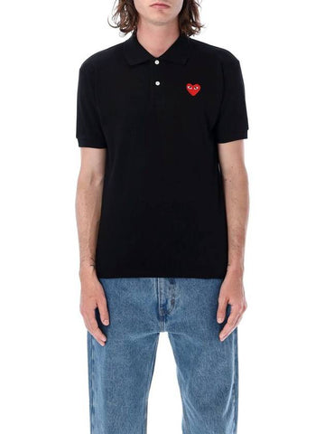 Comme Des Garçons Play Classic Polo Shirt With Red Heart Patch - COMME DES GARCONS PLAY - BALAAN 1