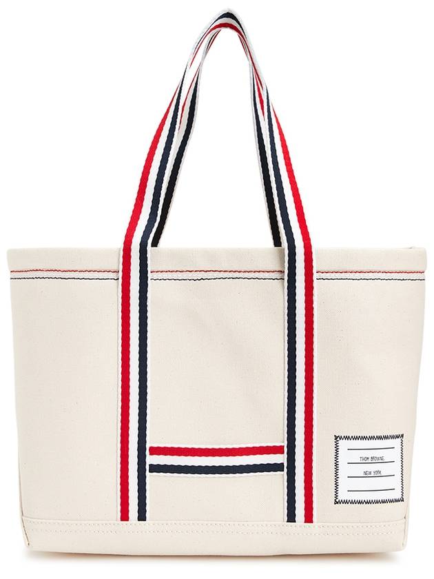 Double Face Cotton Small Tool Tote Bag Off White - THOM BROWNE - BALAAN 2