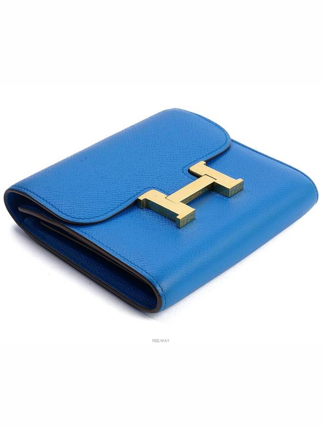 Constance half wallet blue Zanzibar gold plated 69373 - HERMES - BALAAN 3