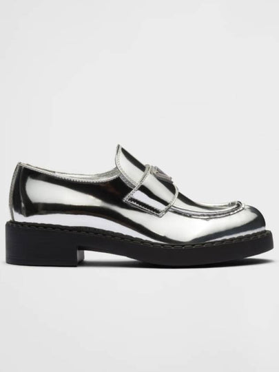 23SS triangle logo leather loafers silver 1D246M - PRADA - BALAAN 2