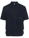 Cotton Popeline Pocket Short Sleeve Shirt Navy - CP COMPANY - BALAAN 1