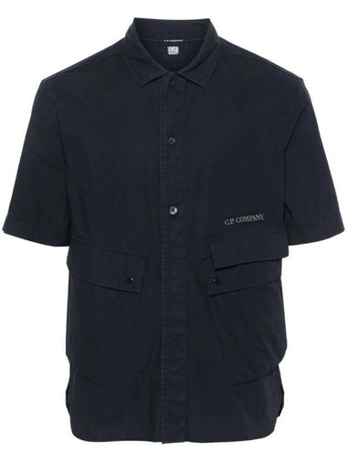 Cotton Popeline Pocket Short Sleeve Shirt Navy - CP COMPANY - BALAAN 1