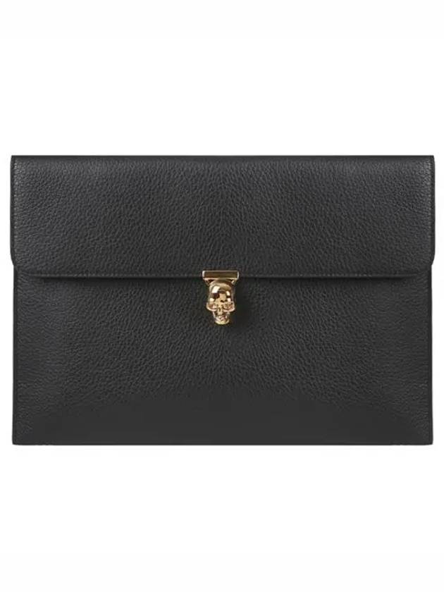 Skull Leather Clutch Bag Black - ALEXANDER MCQUEEN - BALAAN 2