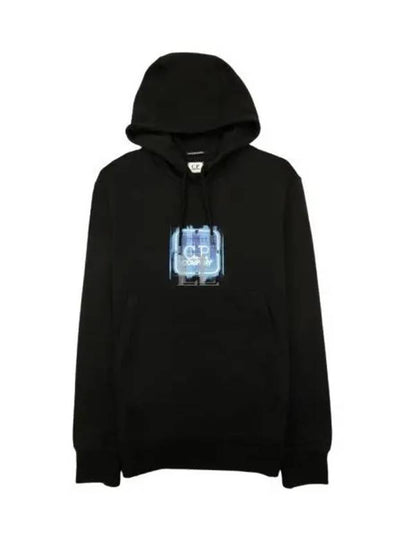 Metropolis Series Logo Print Fleece Hoodie Black - CP COMPANY - BALAAN 2