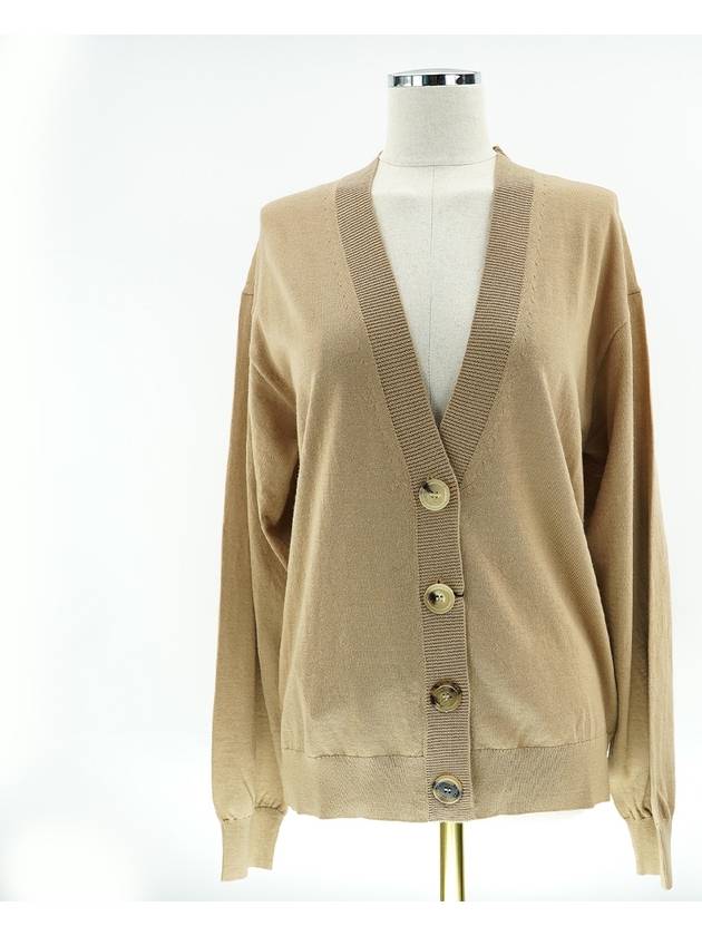 WoMen's Check Detail Wool Cardigan Camel - BURBERRY - BALAAN 2