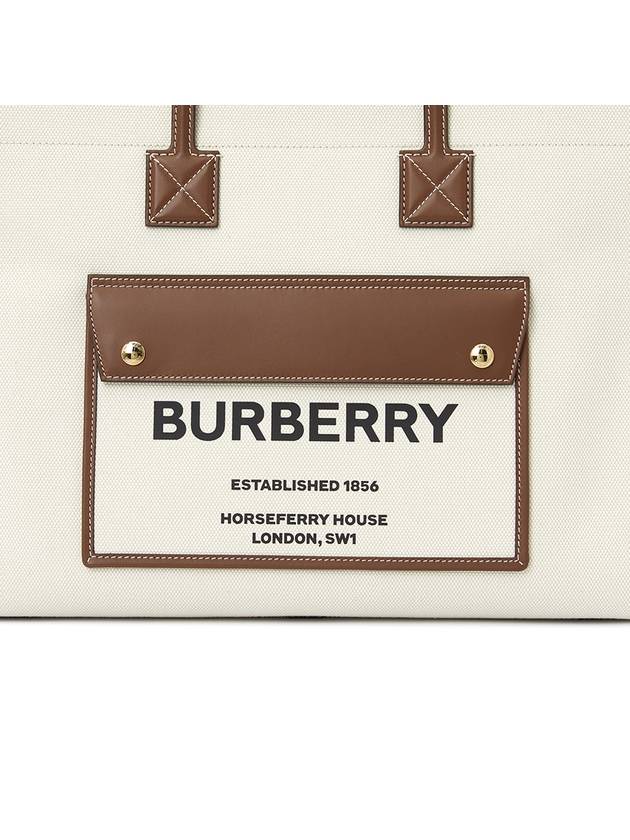 Medium Two-Tone Canvas and Leather Freya Tote Bag Natural Tan - BURBERRY - BALAAN 8