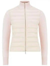 Logo Padded Wool Cardigan Pink - MONCLER - BALAAN 1