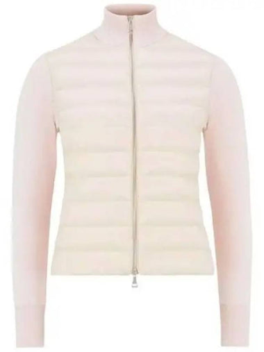 Logo Padded Wool Cardigan Pink - MONCLER - BALAAN 1