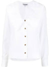 Women's Wide Collar Plunge Neck Cotton Shirt White - GANNI - BALAAN 2