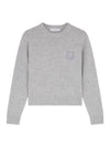 Bold Fox Head Embroidered Crop Knit Top Grey - MAISON KITSUNE - BALAAN 2