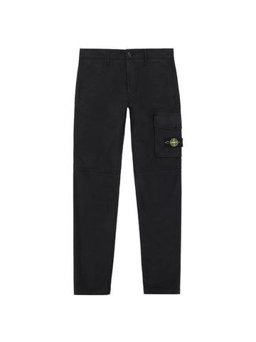 Men's Wappen Logo Cargo Straight Pants Black - STONE ISLAND - BALAAN 1