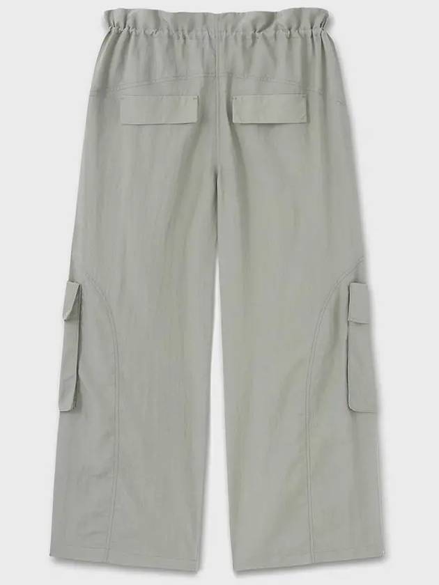 Silk Gloss Big Pocket String Wide Pants Dusty Mint - NOIRER FOR WOMEN - BALAAN 4