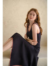 Caisienne slim fit sleeveless slit unbalanced knit dress_black - CAHIERS - BALAAN 5