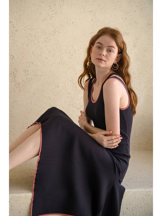 Slim fit sleeveless slit unbalanced knit long dress black - CAHIERS - BALAAN 6