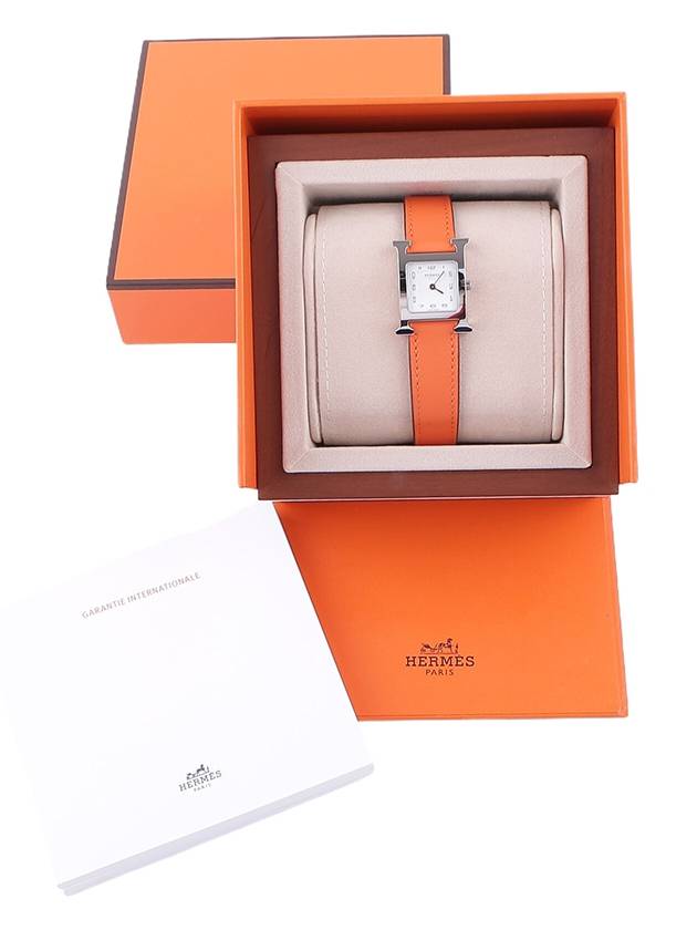 H Heure 25MM Leather Watch Orange - HERMES - BALAAN 3