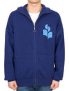 Logo High Neck Knit Zip-Up Cardigan Blue - ISABEL MARANT - BALAAN 3