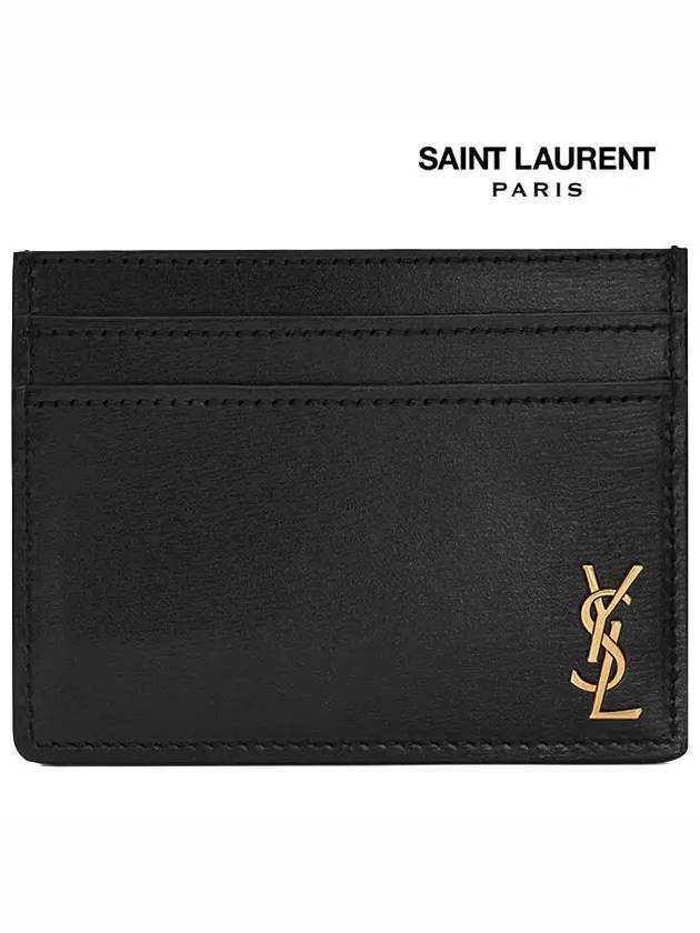 Tiny Monogram Shiny Leather Card Case Black - SAINT LAURENT - BALAAN 3