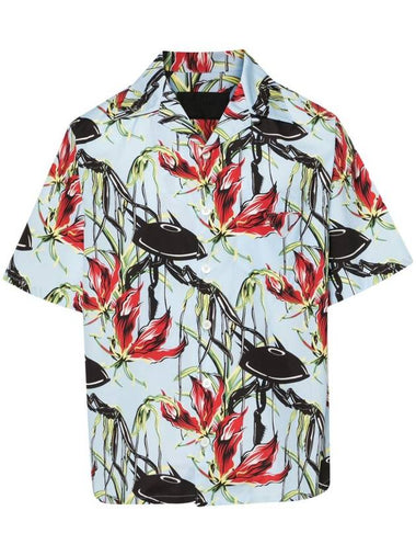 floral-print cotton shirt - PRADA - BALAAN 1