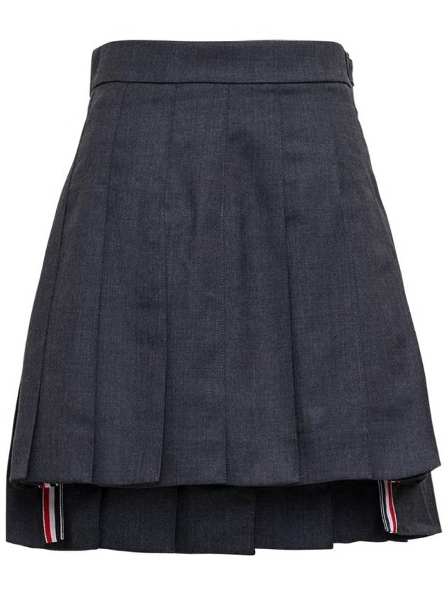 RMB Wool Mini Pleated Skirt Dark Grey - THOM BROWNE - BALAAN 2