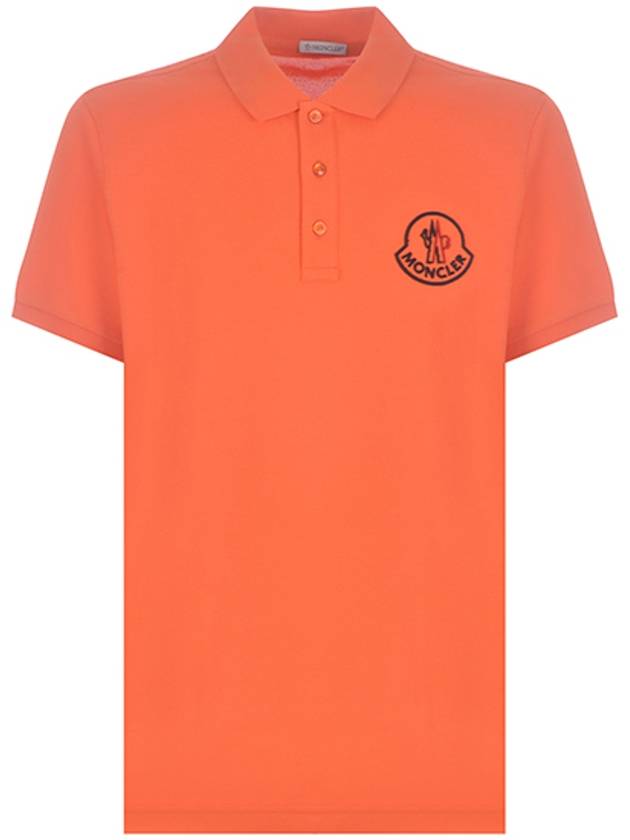 Embroidered Logo Short Sleeve Polo Shirt Orange - MONCLER - BALAAN 2