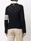 Women's 4 Bar Irish Pointelle Cable Merino Wool Knit Top Navy - THOM BROWNE - BALAAN 6