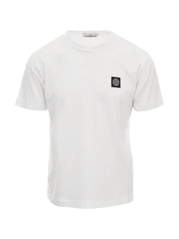 Logo Patch Cotton Short Sleeve T-Shirt White - STONE ISLAND - BALAAN 1