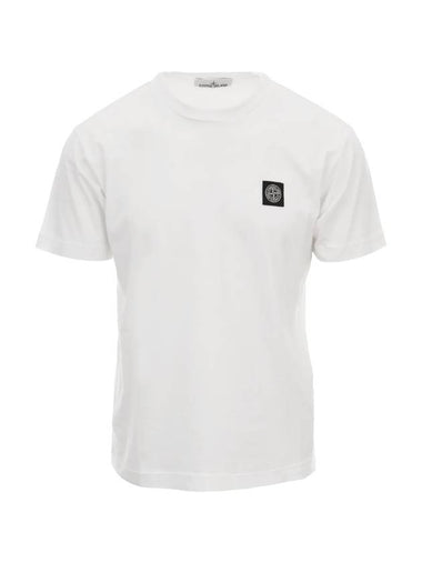 Logo Patch Cotton Short Sleeve T-Shirt White - STONE ISLAND - BALAAN 1