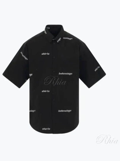 All-Over Logo Short Sleeve Shirt Black - BALENCIAGA - BALAAN 2