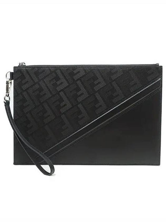 Men's Shadow Diagonal Flat Clutch Bag Black - FENDI - BALAAN 2