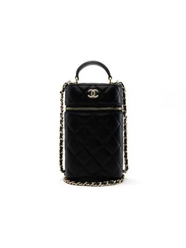 Classic Chain Cosmetic Phone Holder Vanity Bag Lambskin Black Champagne Gold AP2675 - CHANEL - BALAAN 1