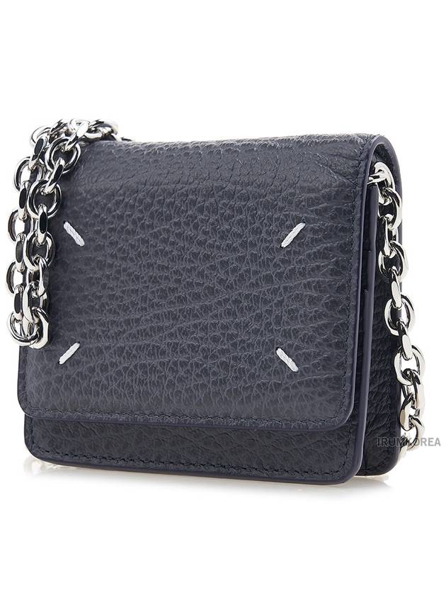 Embroidery Logo Chain Card Wallet Navy - MAISON MARGIELA - BALAAN 3