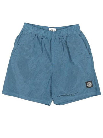 Men's Nylon Metal Swim Shorts Blue - STONE ISLAND - BALAAN.