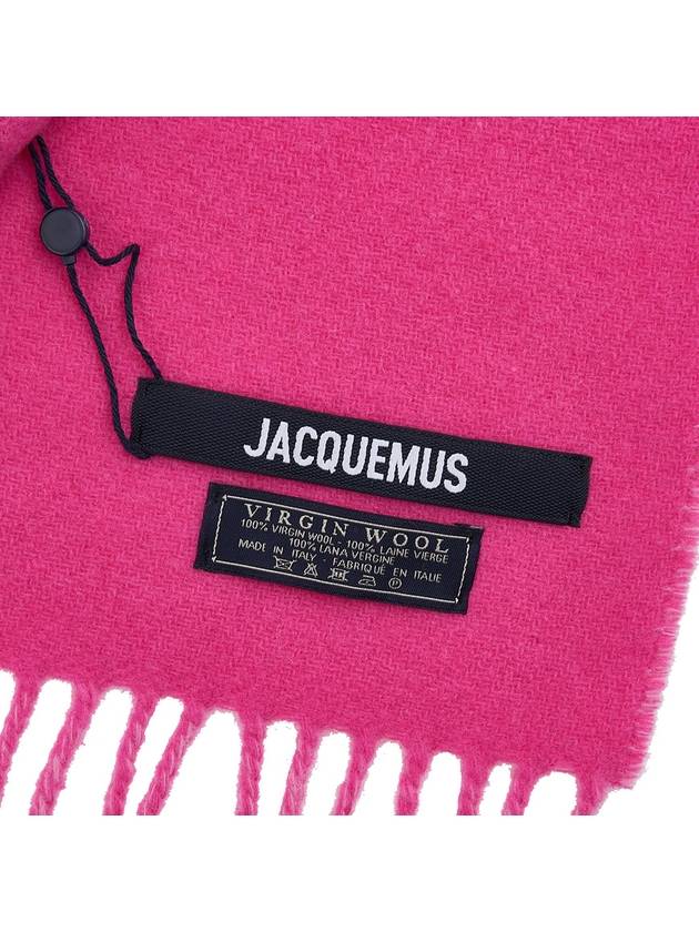 Lecharpe Fringe Logo Virgin Wool Muffler Pink - JACQUEMUS - BALAAN 9