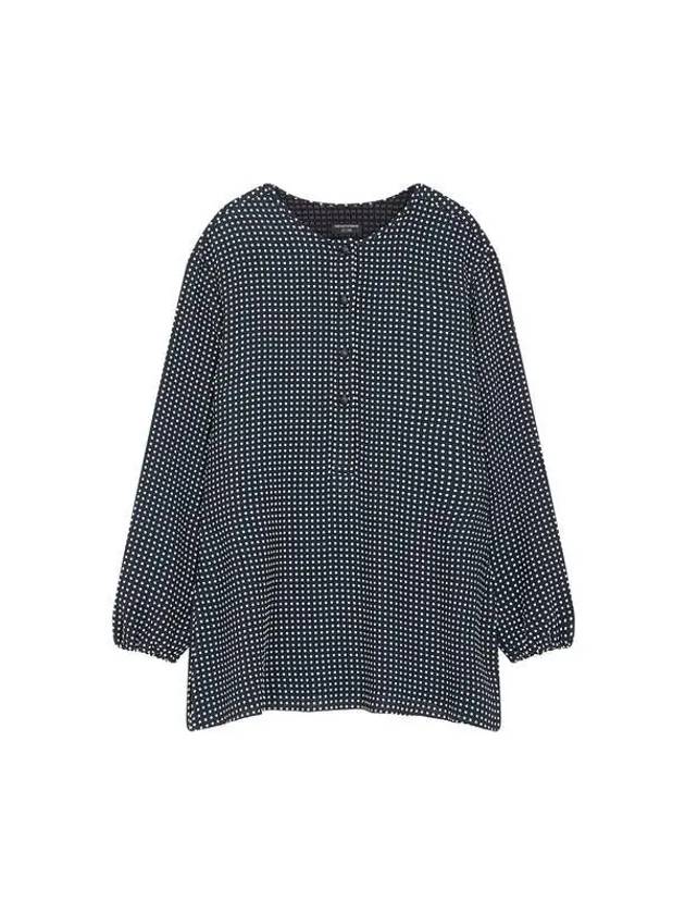 Women s Check Pattern Slit Blouse Dark Navy - EMPORIO ARMANI - BALAAN 1