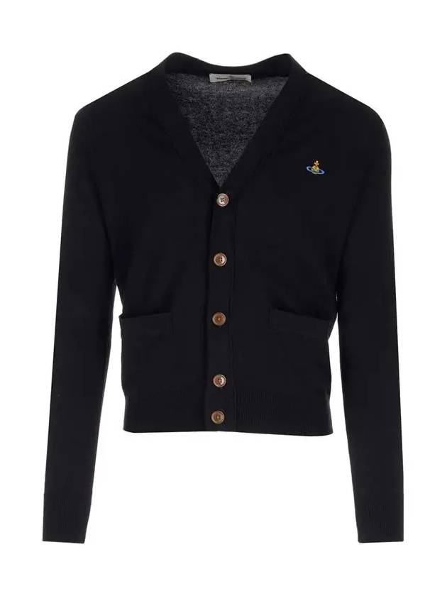 Signature Embroidered Logo Cardigan Black - VIVIENNE WESTWOOD - BALAAN 3