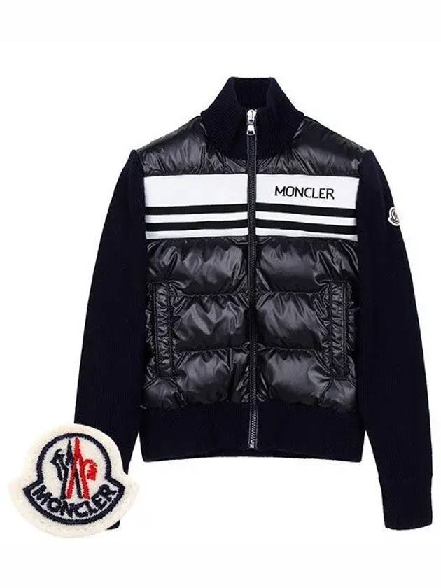 KIDS Navy Knit Mix Goose Down Zip up Jacket 9B00005 M1131 P70 1208882 - MONCLER - BALAAN 1