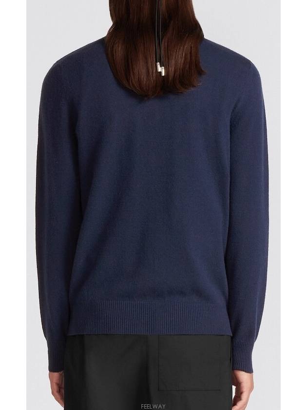 Wool Cashmere Crew Neck Knit Top Navy - DIOR - BALAAN 6