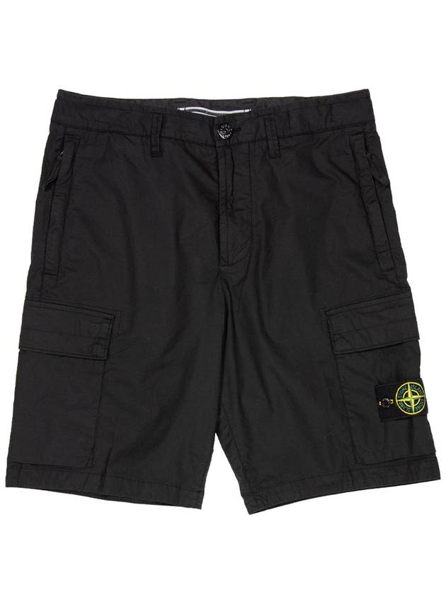 Men's Logo Patch Cargo Shorts Black - STONE ISLAND - BALAAN 2