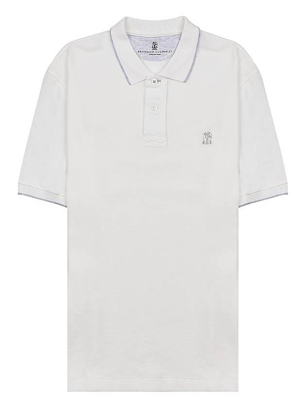 Logo Embroidered Short Sleeve Polo Shirt White - BRUNELLO CUCINELLI - BALAAN 10