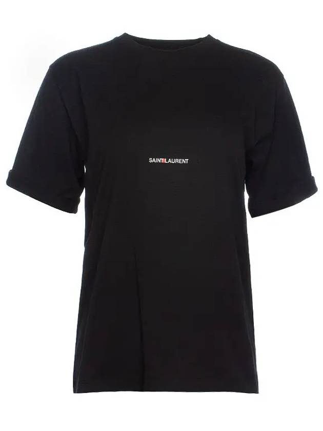 Rive Gauche Short Sleeve T-Shirt Black - SAINT LAURENT - BALAAN 8